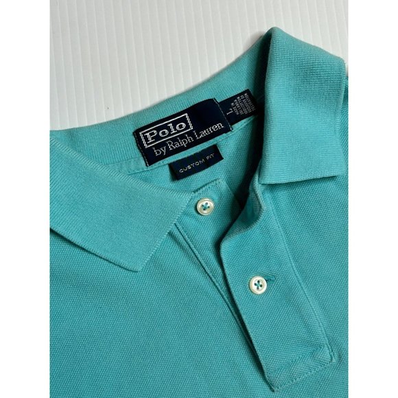 Polo By Ralph Lauren Mens Large Custom Fit Blue Short‎ Sleeve Pullover Shirt - Picture 1 of 9